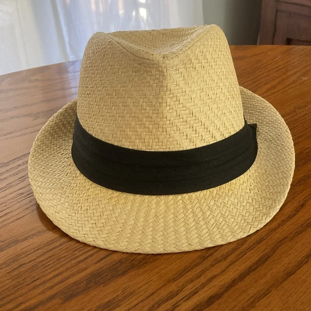 Stylish Woven Fedora with Black Band